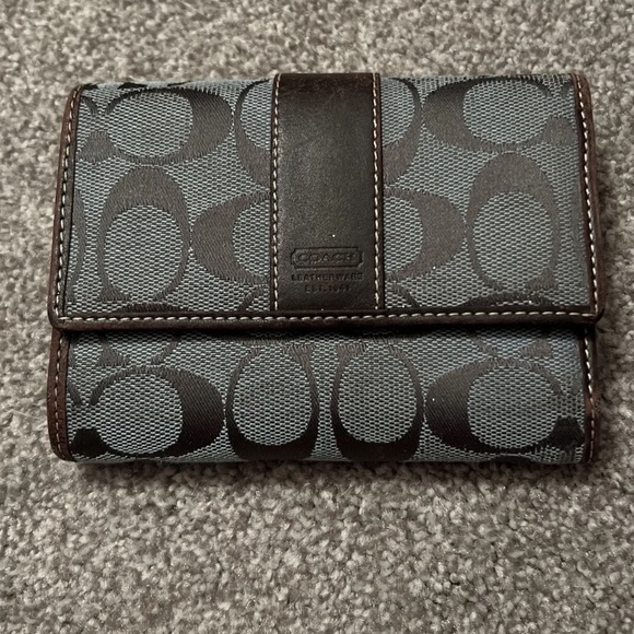 Coach Handbags - Coach Wallet Trifold Blue And Brown